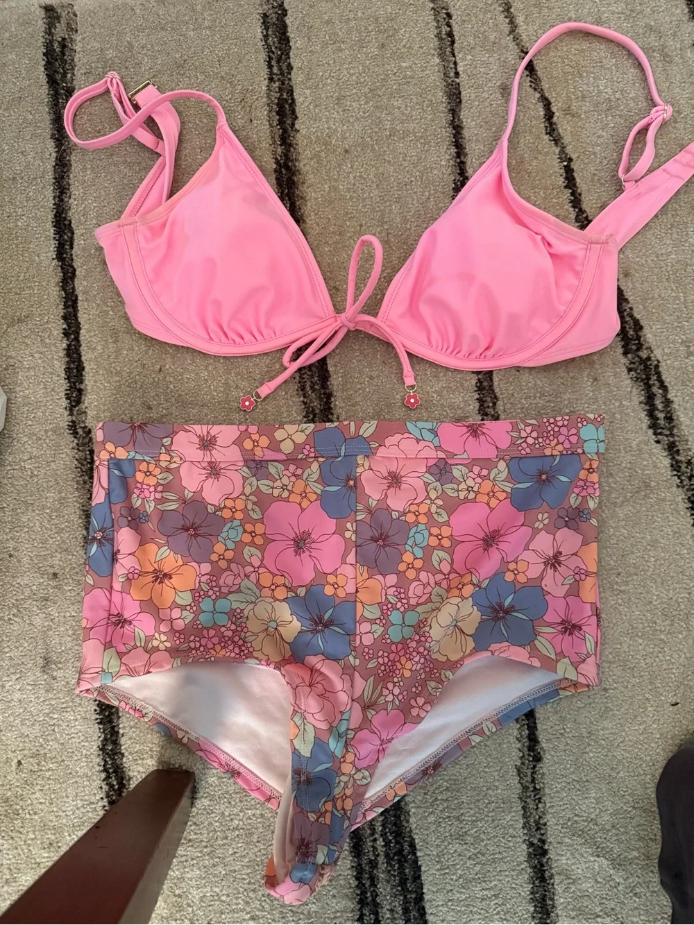 Pink Floral High-Waist Bikini Set - Women